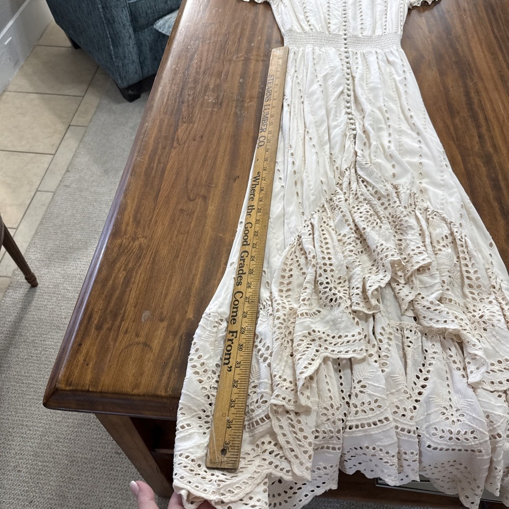 YFB Young Fabulous & Broke Costa Eyelet High Low Dress Ivory Medium - Picture 10 of 14